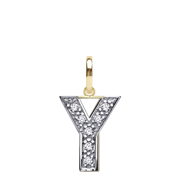 Cubic Zirconia Necklace - 9ct Yellow Gold Cubic Zirconia Initial Pendant - by Hearts Forever Jewellers