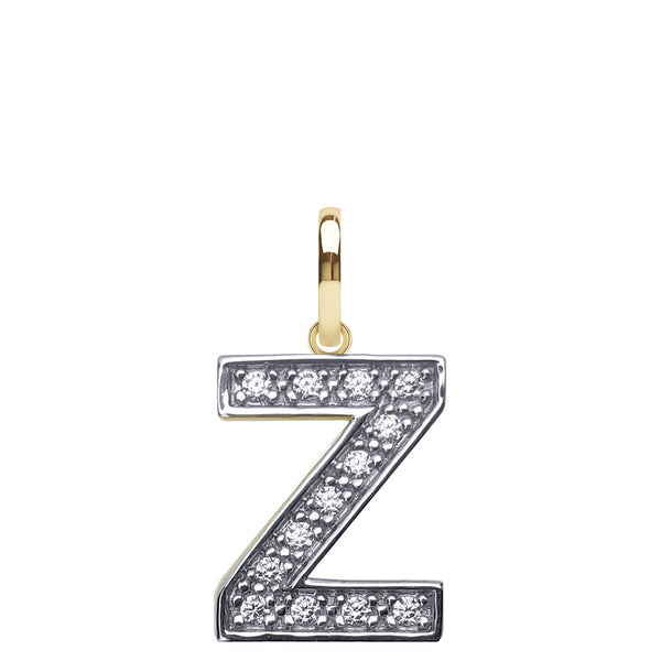 Cubic Zirconia Necklace - 9ct Yellow Gold Cubic Zirconia Initial Pendant - by Hearts Forever Jewellers