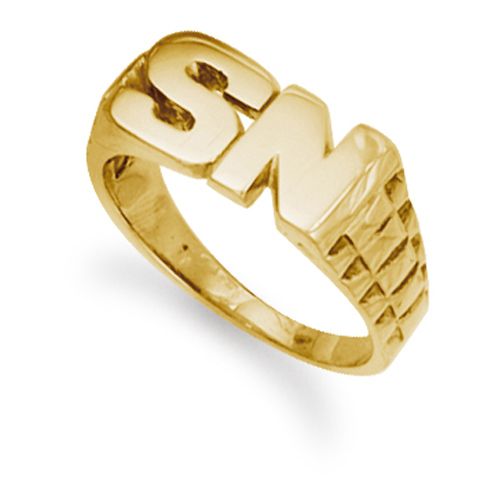 Ring - 9ct Yellow Gold Initial Blank Ring - by Hearts Forever Jewellers