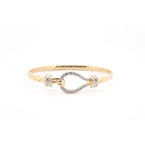 Cubic Zirconia Bracelet - 9ct Yellow CZ set child hook bangle - by Hearts Forever Jewellers
