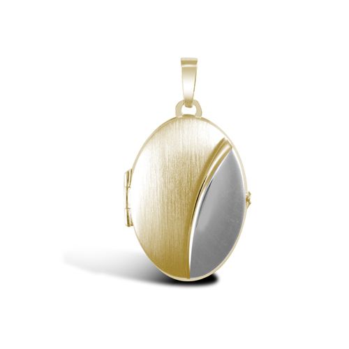 Necklace - 9ct White & Yellow Gold Oval Locket - by Hearts Forever Jewellers
