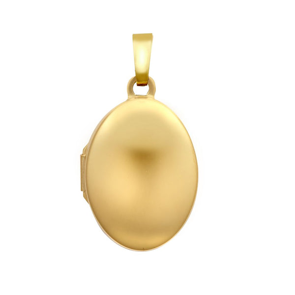Necklace - 9ct Yellow Gold Polished front with a Groove Pattern on the back Oval Locket - by Hearts Forever Jewellers