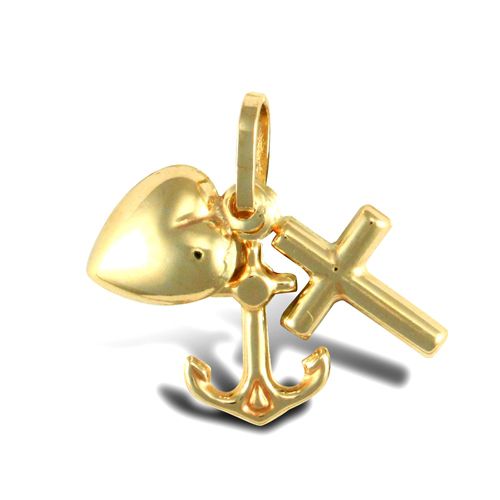 Necklace - 9ct Gold Faith Hope & Charity Charm - by Hearts Forever Jewellers