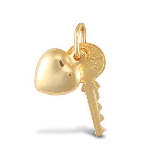 Necklace - 9ct Yellow Gold Key & Heart Charm - by Hearts Forever Jewellers