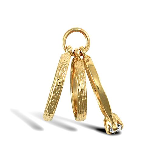 Ring - 9ct Yellow Gold 3-Rings Pendant - by Hearts Forever Jewellers