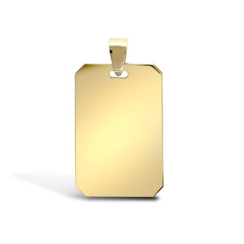 Necklace - 9ct Yellow Gold Dog Tag Pendant - by Hearts Forever Jewellers