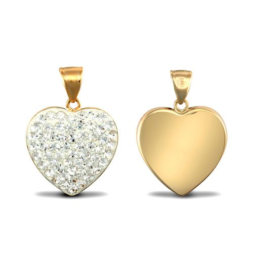 Necklace - 9ct Yellow Gold Crystal White Heart Pendant - by Hearts Forever Jewellers