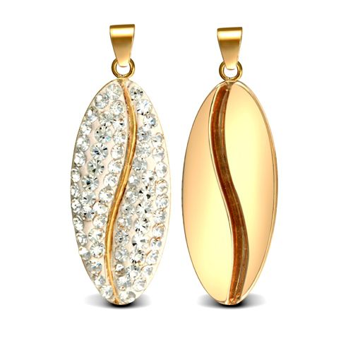 Necklace - 9ct Yellow Crystal Coffee Bean Pendant - by Hearts Forever Jewellers