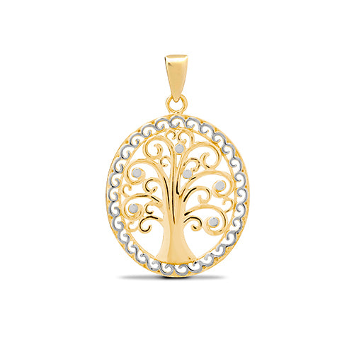Necklace - 9ct Yellow and White Gold Tree of Life Charm Pendant - by Hearts Forever Jewellers