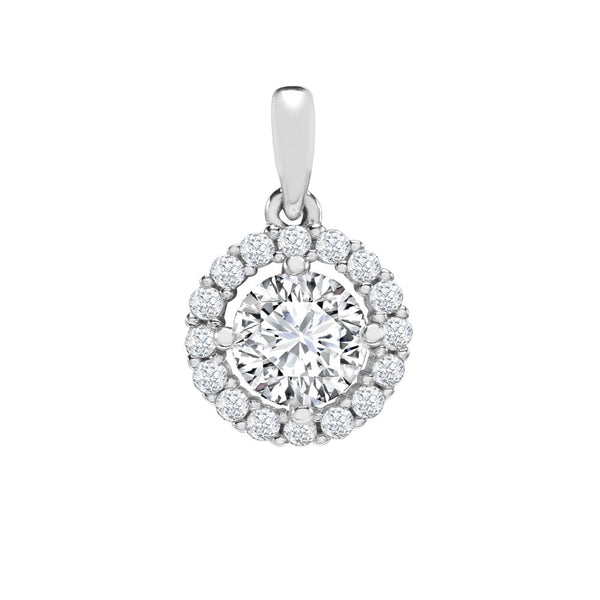 Cubic Zirconia Necklace - 9ct White CZ Set Halo Pendant - by Hearts Forever Jewellers