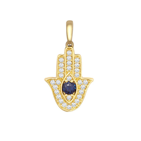 Cubic Zirconia Necklace - 9ct Yellow CZ Set Hamsa Pendant - by Hearts Forever Jewellers