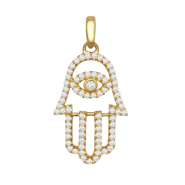 Cubic Zirconia Necklace - 9ct Yellow CZ Set Hamsa Pendant - by Hearts Forever Jewellers