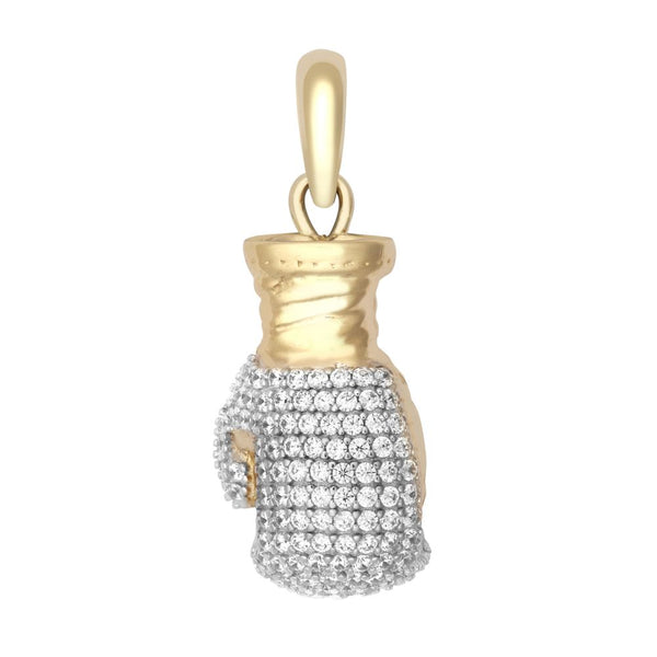 Cubic Zirconia Necklace - 9ct Yellow Gold CZ Set Boxing Glove Pendant - by Hearts Forever Jewellers