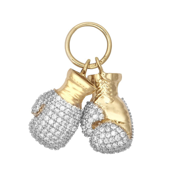 Cubic Zirconia Necklace - 9ct Yellow Gold CZ Set Pair Boxing Glove Pendant - by Hearts Forever Jewellers
