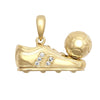 Cubic Zirconia Necklace - 9ct Yellow Gold CZ set football + football boot pendant - by Hearts Forever Jewellers
