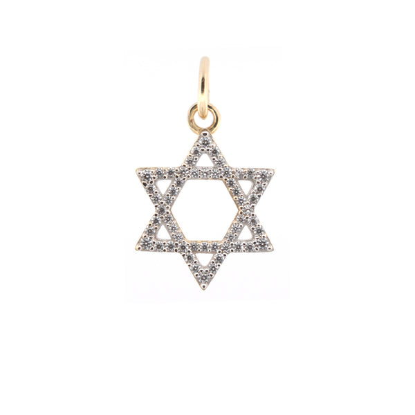 Cubic Zirconia Necklace - 9ct Yellow Gold CZ set Star Of David Pendant - by Hearts Forever Jewellers