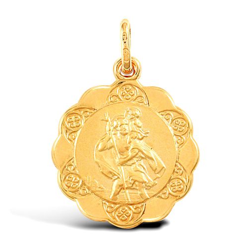 Necklace - 9ct Yellow Gold St Christopher Pendant - by Hearts Forever Jewellers