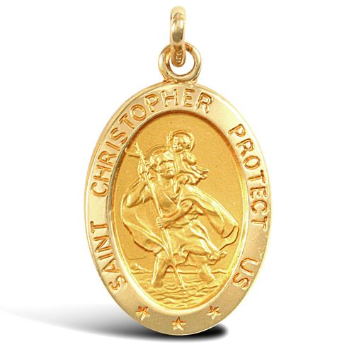 Necklace - 9ct Yellow Gold St Christopher Pendant - by Hearts Forever Jewellers