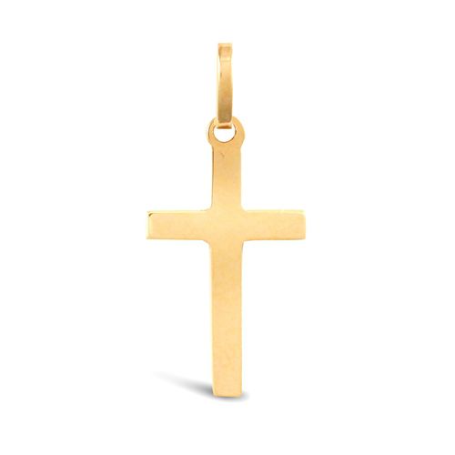 Necklace - 9ct Yellow Gold Plain Solid Cross - by Hearts Forever Jewellers