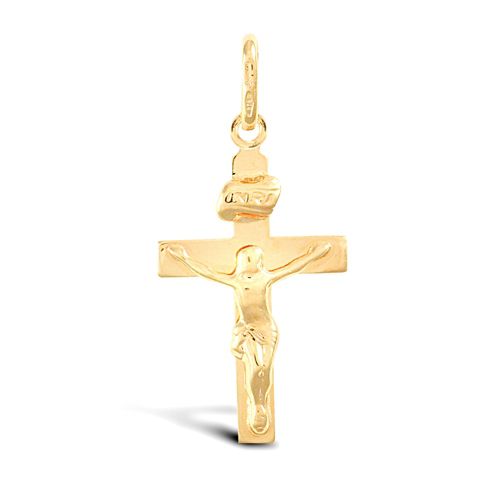 Necklace - 9ct Yellow Gold Plain Crucifix - by Hearts Forever Jewellers