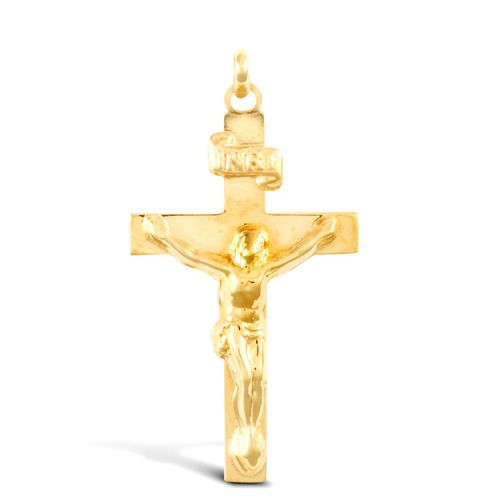 Necklace - 9ct Yellow Gold Plain Crucifix - by Hearts Forever Jewellers
