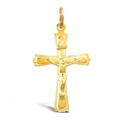 Necklace - 9ct Yellow Gold Crucifix - by Hearts Forever Jewellers