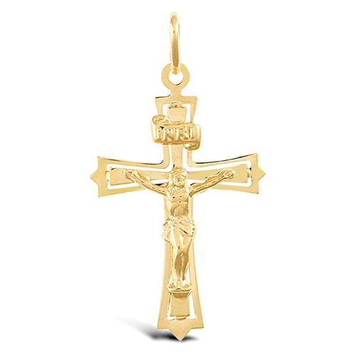 Necklace - 9ct Yellow Gold Crucifix - by Hearts Forever Jewellers
