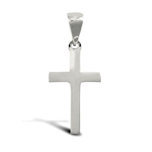 Necklace - 9ct White Gold Solid Cross - by Hearts Forever Jewellers