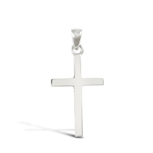 Necklace - 9ct White Gold Solid Cross - by Hearts Forever Jewellers