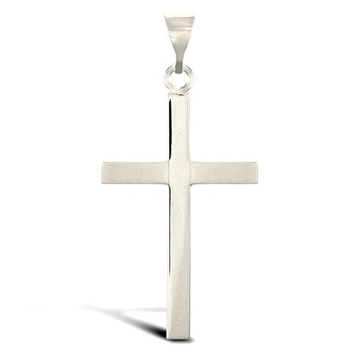 Necklace - 9ct White Gold Solid Cross - by Hearts Forever Jewellers