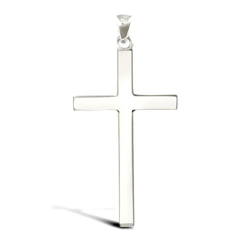 Necklace - 9ct White Gold Solid Cross - by Hearts Forever Jewellers