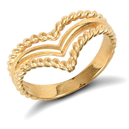 Ring - 9ct Yellow Gold Wishbone Ring - by Hearts Forever Jewellers