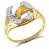 Cubic Zirconia Ring - 9ct Yellow Gold Cubic Zirconia Horse Shoe Ring - by Hearts Forever Jewellers