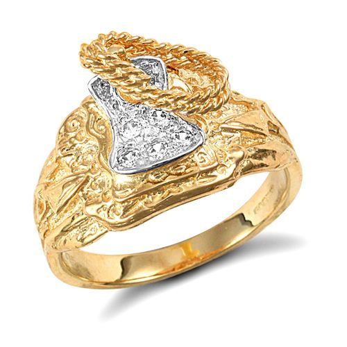 Cubic Zirconia Ring - 9ct Yellow Gold Cubic Zirconia Saddle Ring - by Hearts Forever Jewellers