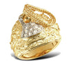 Cubic Zirconia Ring - 9ct Yellow Gold Cubic Zirconia Saddle Ring - by Hearts Forever Jewellers