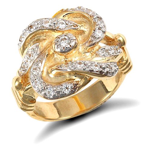 Cubic Zirconia Ring - 9ct Yellow Gold Cubic Zirconia Knot Ring - by Hearts Forever Jewellers