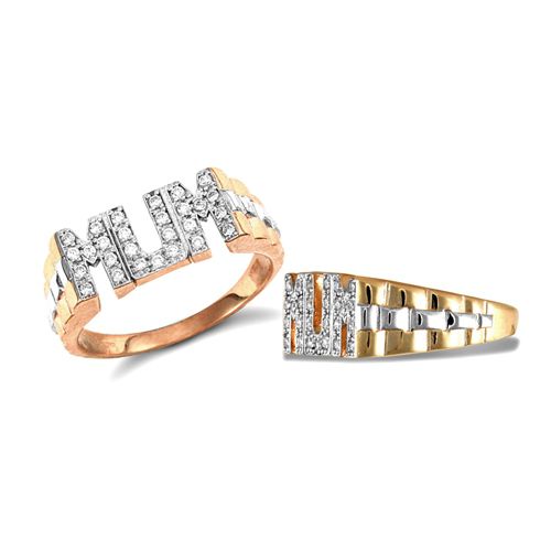 Cubic Zirconia Ring - 9ct Yellow Gold Cubic Zirconia Mum Ring - by Hearts Forever Jewellers