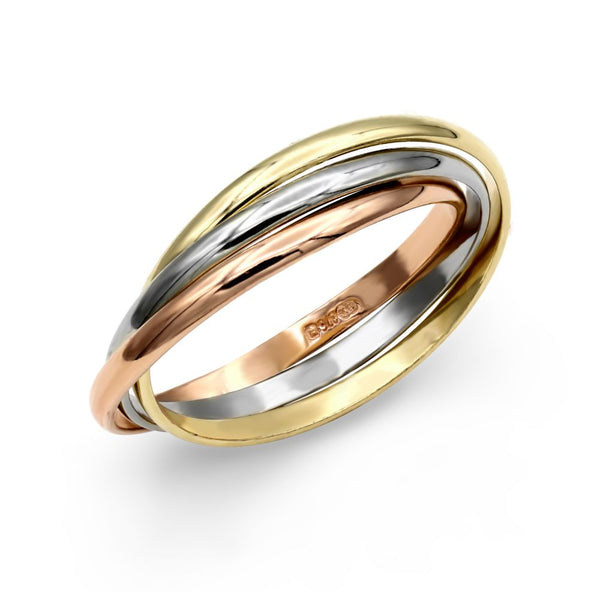 Ring - 9ct 3 Colour Gold Russian Wedding Ring - by Hearts Forever Jewellers