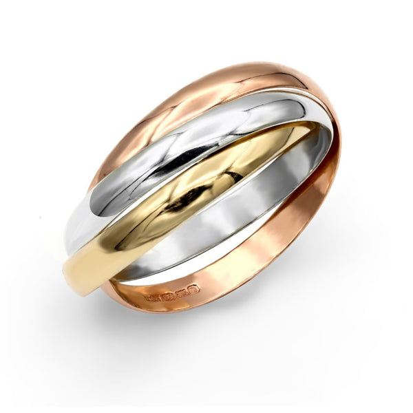 Ring - 9ct 3 Colour Gold Russian Wedding Ring - by Hearts Forever Jewellers
