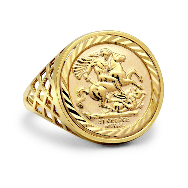 Ring - 9ct Yellow Gold 10Th St George Ring - by Hearts Forever Jewellers