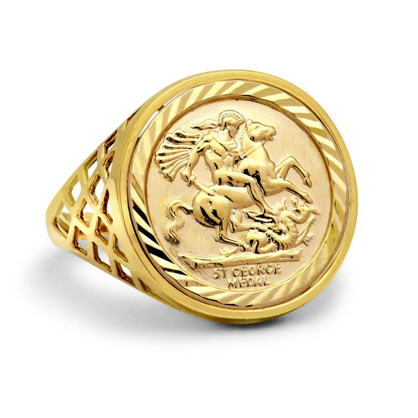 Ring - 9ct Yellow Gold Half St George Ring - by Hearts Forever Jewellers