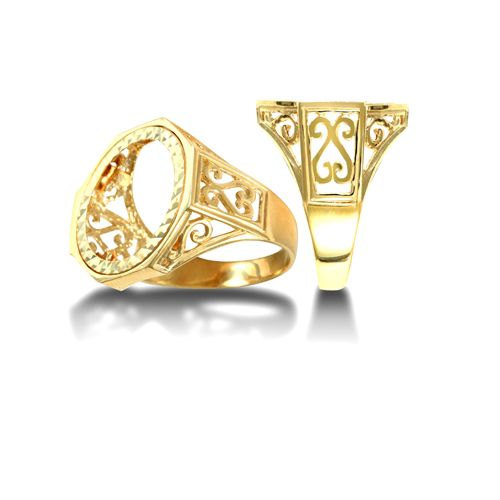 Ring - 9ct Yellow Gold Full Sovereign Ring - by Hearts Forever Jewellers