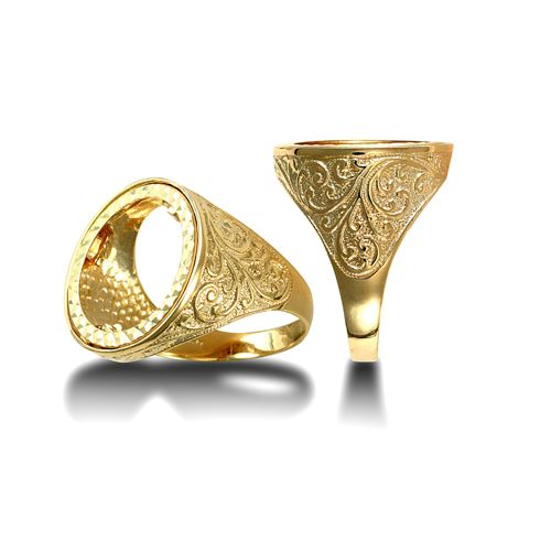 Ring - 9ct Yellow Gold Full Sovereign Ring - by Hearts Forever Jewellers