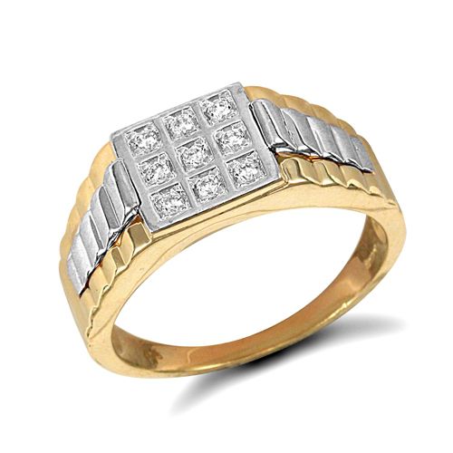 Cubic Zirconia Ring - 9ct Yellow Gold Gents Cubic Zirconia Ring - by Hearts Forever Jewellers