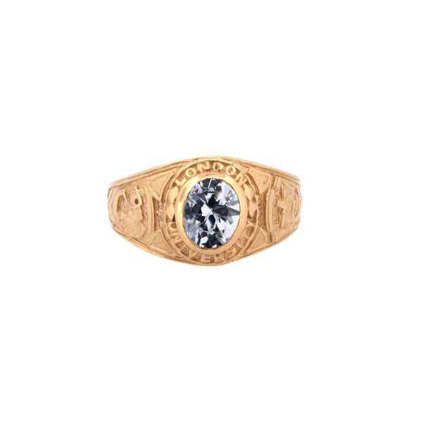 Cubic Zirconia Ring - 9ct Yellow Gold Cubic Zirconia Stone College Ring - by Hearts Forever Jewellers