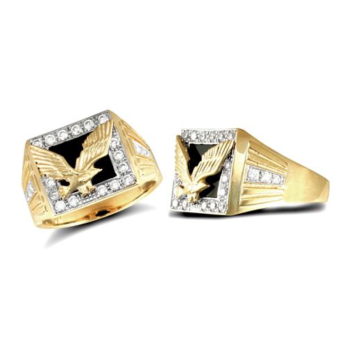 Cubic Zirconia Ring - 9ct Yellow Gold Gents Cubic Zirconia Ring - by Hearts Forever Jewellers