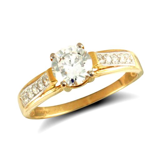 Cubic Zirconia Ring - 9ct Yellow Gold Fancy Cubic Zirconia Ring - by Hearts Forever Jewellers