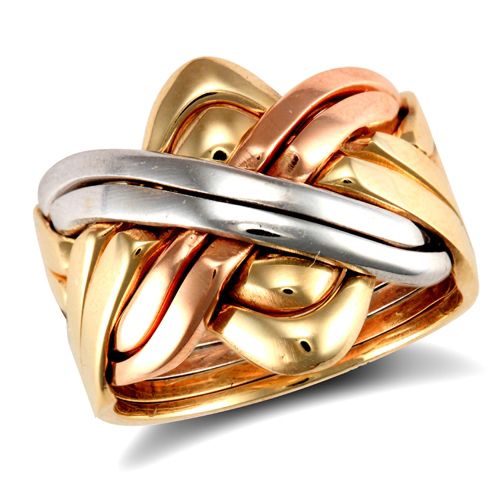 Ring - 9ct 3 Colour Gold 8 Piece Puzzle Ring - by Hearts Forever Jewellers