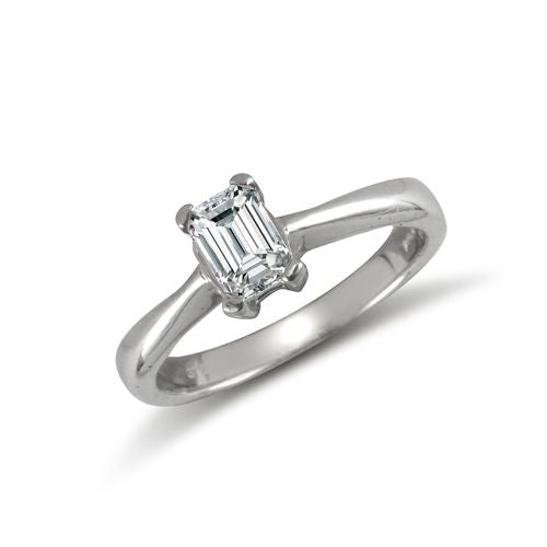 Cubic Zirconia Ring - 9ct White Emerald Cut CZ Solitaire Ring - by Hearts Forever Jewellers