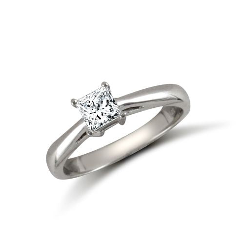Cubic Zirconia Ring - 9ct White Princess Cut CZ Solitaire Ring - by Hearts Forever Jewellers